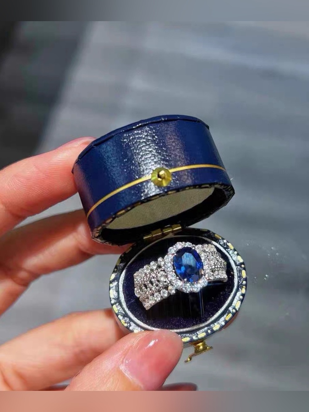 1.5ct Lab-Created Royal Blue Sapphire Ring – GRA – Size 5.5